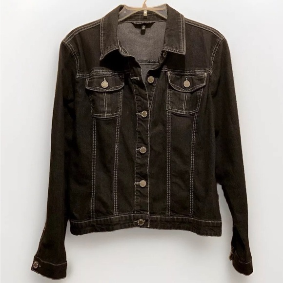 Women’s Baccini Black Stretch Denim Jacket - XL EUC - Picture 6 of 8